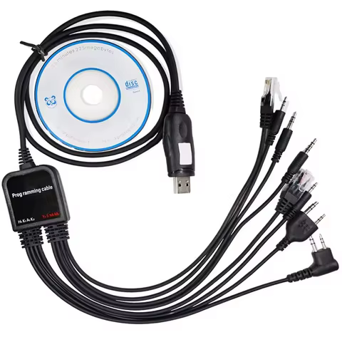 8 In 1 USB Programming Cable For Baofeng Kenwood TYT QYT Motorola AXU4100 Yaesu ICOM Walkie Talkie Radio Car Radio CD Software 8 best sales motorola gm340 - №2