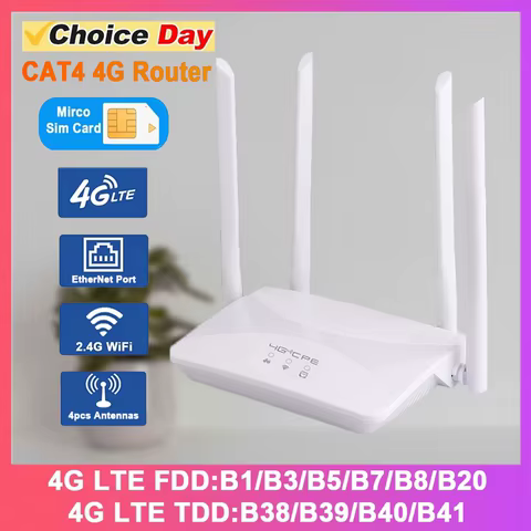 KuWFi CAT4 4G LTE Modem 300Mbps 2.4G Wireless WiFi Router with WAN/LAN Port LTE Router 10 Users Plug and Play for Office Home 12 best sales internet modem - №4
