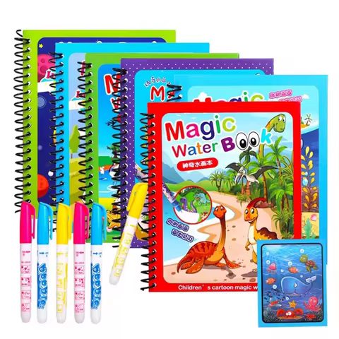 Children Early Education Toys Magical Book with Pen Water Drawing Montessori Toys Gift Reusable Coloring Book Magic Drawing Book 12 best sales photo album 9x13 - №7