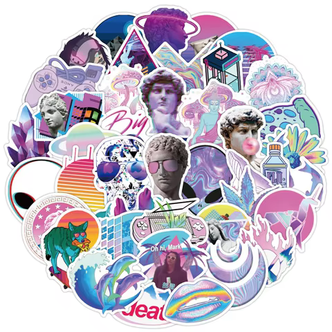 10/30/50PCS Art Style Vaporwave Stickers Graffiti Skateboard Fridge Laptop Motorcycle Luggage DIY Cool Sticker Decals Kid Toys 8 best sales vaporwave - №8