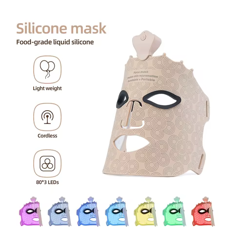 7 Colors Photon Silicone Face LED Mask 3D Facial Beauty Mask Red Light Therapy Skin Care Repair Skin Brightening Wireless Use 8 best sales led face light mask - №4