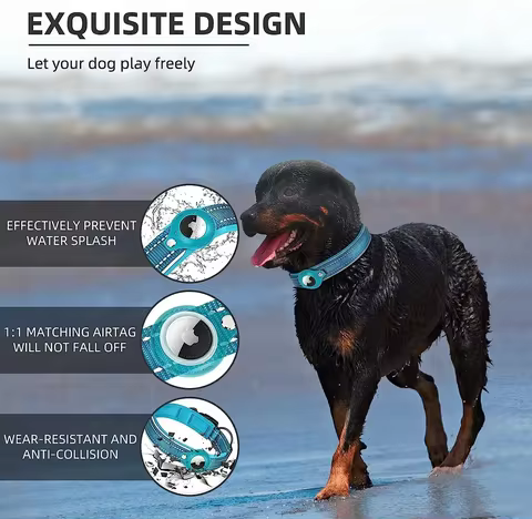 New For Apple Airtag Pet Dog Collar Anti-Lost Reflective Protective Tracker WaterProof For Pet Dog Cat Dog Positioning Collar 8 best sales air tag dog collar - №2