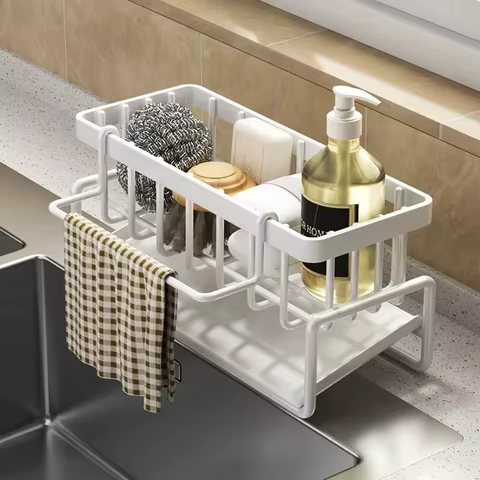 Kitchen Spice Storage Shelf with Drainage Rack, Installation Sink Organizer, Tap-Mounted Shelf for Home Kitchen Accessories 8 best sales american capsule - №4