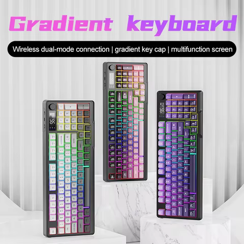 M96 Bluetooth Keyboard Wireless FREEWOLF Screen Gaming Keyboard,Electronic Screen, Multi-Device Connection,Ergonomics Gaming 10 best sales 108 keyboard kit - №2