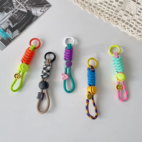 Fashion Keyring Creative Braided Lanyard Keychain For Phone Case Women Anti Lost Knot Rope Strap Car Key Chains Diy Accessories 10 best sales elastic keychain - №4