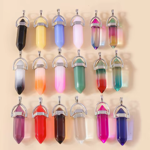 5pcs Hexagonal Natural Stone Charms Crystal Quartz Amethyst Healing Bullet Stone Pendant for Necklace Earring DIY Jewelry Making 8 best sales gem charms - №4