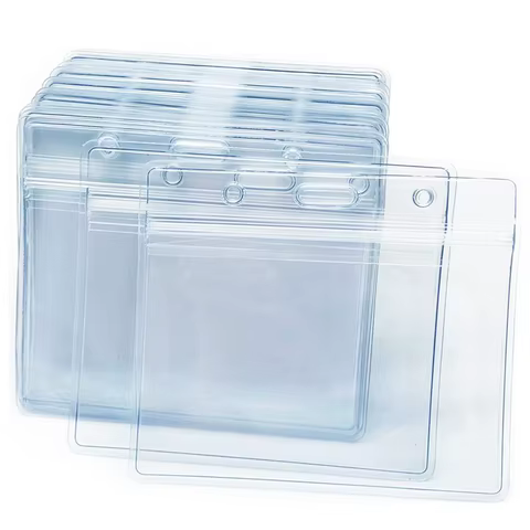 10pcs Transparent horizontal ID card holder, high-quality ID card holder badge, sealed, waterproof, high quality 8 best sales badge organizer - №5