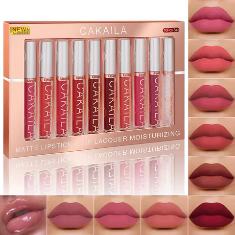 CAKAILA 10pcs/set Nude Lip Gloss Matte Velvet Lipstick Waterproof Long-lasting Liquid Lipstick Women Moist Lip Tint 10 best sales sexy lipstick - №2
