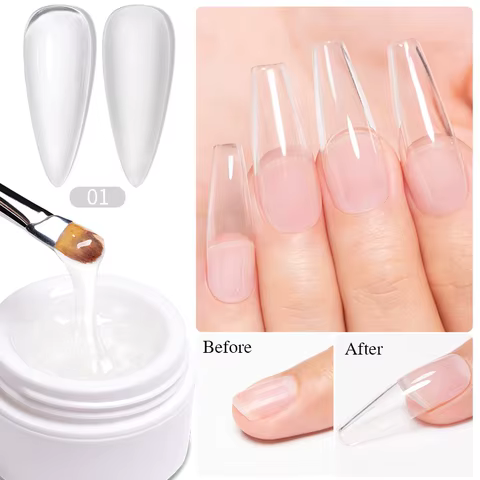 15ml Extension Gel Nail Polish Hard Jelly Build Nail Gum Clear Nude Natural Color French Soak Off UV Construction Gel 10 best sales clear nail polish - №6