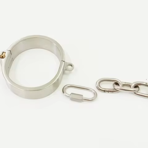 Stainless Steel Metal Neck Collar Handcuffs Ankle Cuffs Slave BDSM Bondage Set Detachable Metal Wrist Cuffs Foot Cuff Sexy Toys 8 best sales heavy steel bdsm collar - №1