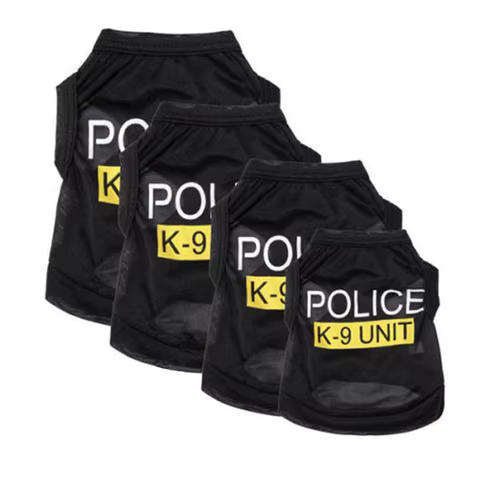 Police Suit Cosplay Dog Clothes Black Elastic Vest Puppy T-Shirt Coat Accessories Apparel Costumes Pet Clothes for Dogs Cats 6 best sales adidog dog clothes - №2
