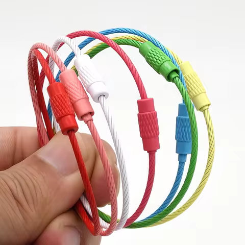 5/10pcs Stainless Steel Wire Keychain Ring Key Keyring Circle Rope Cable Loop Outdoor Camp Luggage Tag Screw Lock Gadget 10 best sales elastic keychain - №9