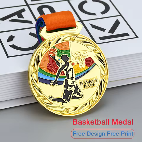 Basketball Medal School Basketball Competition Games Match Trophy Medals Gold Silver Bronze Medal Sports Souvenirs Free Print 10 best sales basketball medal - №7