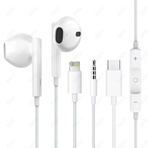 Original Headphones For Apple iPhone 16 15 14 13 Pro Max Wired Earphones For Lightning USB-C 3.5mm Earbuds For Samsung Xiaomi 10 best sales apple iphone handsfree - №8
