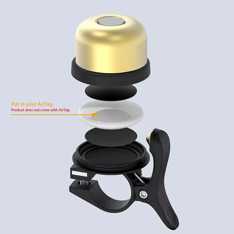 Bicycle Brass Bell For AirTag Case Anti-Theft Waterproof Bike Mount Bicycle Bell For Air Tag GPS Tracker Under Bike Bell Holder 8 best sales ticket to ride board game - №2