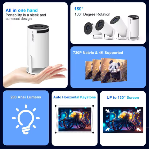 Magcubic Projector HY300 Pro 4K Android 11 Dual Wifi6 290ANSI Allwinner H713 BT5.0 1080P 1280*720P Home Cinema Outdoor Projetor 12 best sales roster - №7