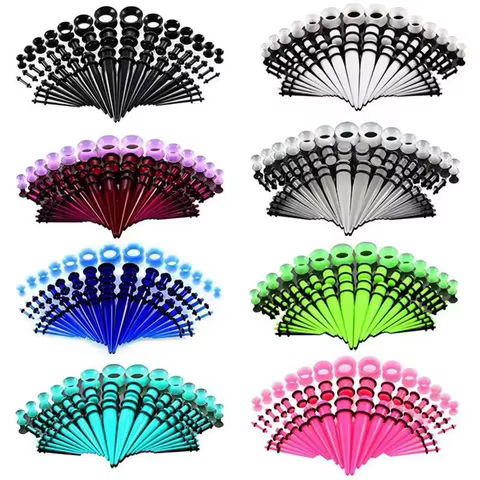 50pcs/Set Acrylic Ear Piercing Ear Stretching Kit Tip Tapered Ear Expanders Personality Dilations Punk Body Piercing Jewelry 8 best sales stretching kit - №1