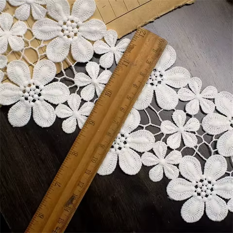 10CM Wide High Quality Exquisite Lace Cotton Embroidery Ribbon Lace Trim Skirt Sewing Accessories Clothing Decorative Materials 10 best sales embroidered trim - №3