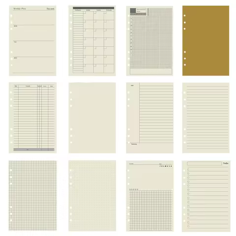 45 Pieces A5 A6 A7 6ring Loose Leaf Notebook Refill Binder Inner Page Budget Weekly Monthly To Do Line Dot Grid Paper Stationery 10 best sales a6 refill paper - №9