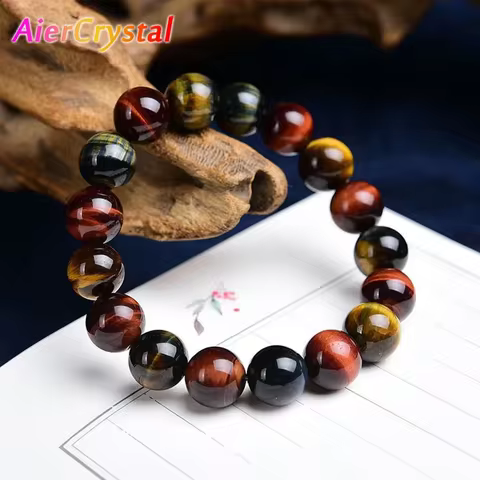 Colored Tiger Eye Bracelet Men and Women Charm Natural Stone Jewelry Healing Buddha Elastic Rope Couple Crystal Bead Bracelet 6 best sales buddha shop - №2