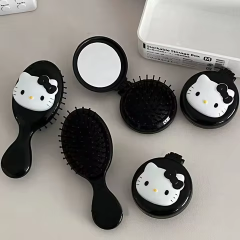 Kawaii Hello Kitty Air Cushion Comb Anime Sanrio Cartoon Kitty Cat Doll Girl Heart Cute Portable Comb Gift For Girl Styling Tool 6 best sales anime hair accessories - №5