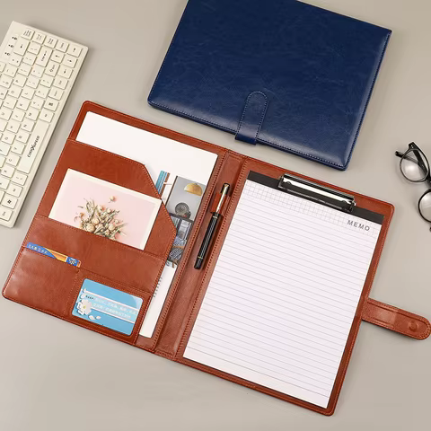 Multifunctional A4 Conference Folder Business Stationery Folder Leather Contract File Folders 8 best sales certificate folder - №8