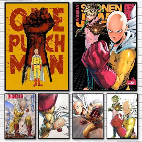 Anime-ONE P-PUNCHS-MAN Poster Sticky Wall Art Printing Waterproof Home Living Bed Room Bar Hallway Aesthetic Decor 8 best sales one punch man poster - №5