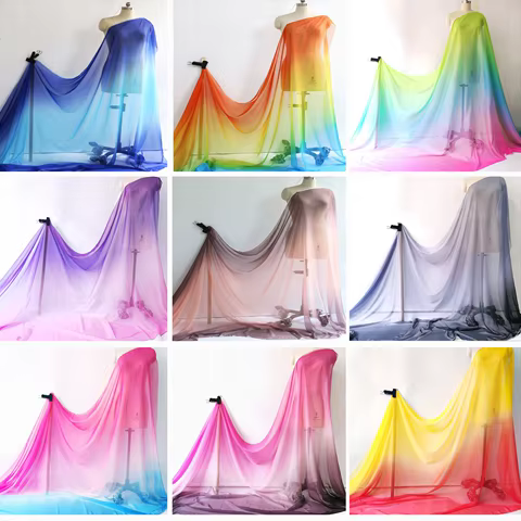 Ombre Chiffon 58'' Wide By Meters 30D Gradient Chiffon Sheer Fabric Dancing Scarf Wedding Decorations Transparent 10 best sales fabric chiffon - №8