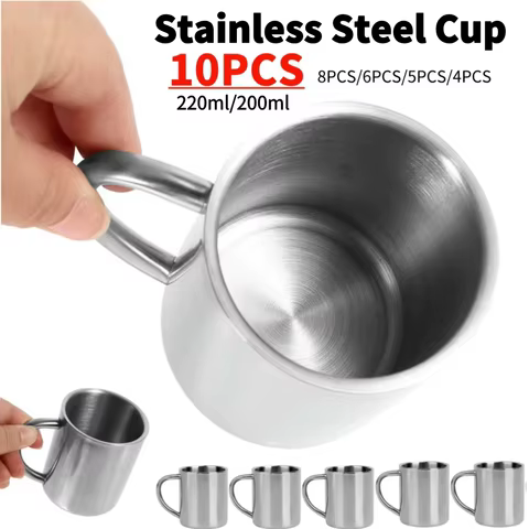 Stainless Steel Mug Coffee Cup Camping Mug Metal Coffee Tea Cup Mug Portable Milk Tea Cup Tumbler Water Mug Outdoor Drinking Cup 6 best sales mug metal - №5