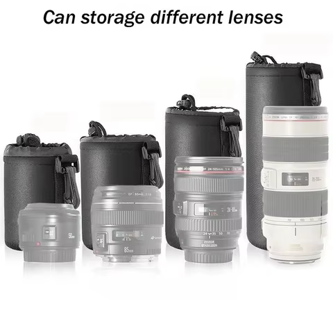 Waterproof Camera Lens Bag Drawstring Bag For Canon For Sony For Nikon DSLR Camera Lens Accessories Case with Hook 12 best sales fuji xt3 - №4