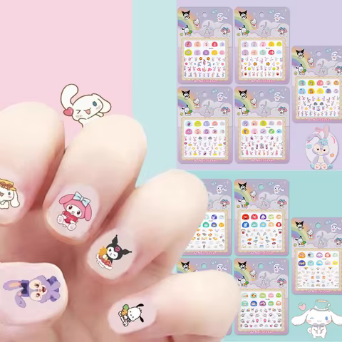 5pcs/set Cartoon Hello Kitty 3D Nail Stickers Press on Nails Sanrio Melody Kuromi Nail Art Decoration Fun Anime Nail Art Decals 12 best sales spongebob bracelet - №10