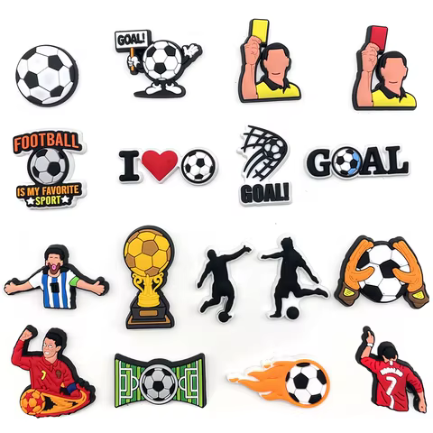 Sprot Soccer Football Shoe Charms Pin for Crocs Accessories Charms Clogs Slides DIY Shoe Decoration Buckle Party Gifts 8 best sales mexican charms - №3
