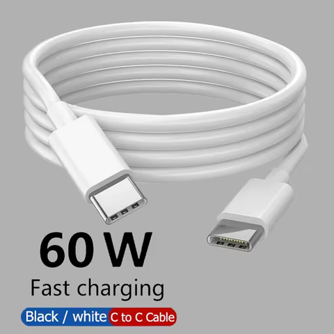 PD 60W USB C to USB Type C Cable Fast Charge Data Cable For Iphone 15 15Pro Huawei Samsung Xiaomi Data Line Black White 1M 2M 3M 10 best sales apple ipad tablet - №8