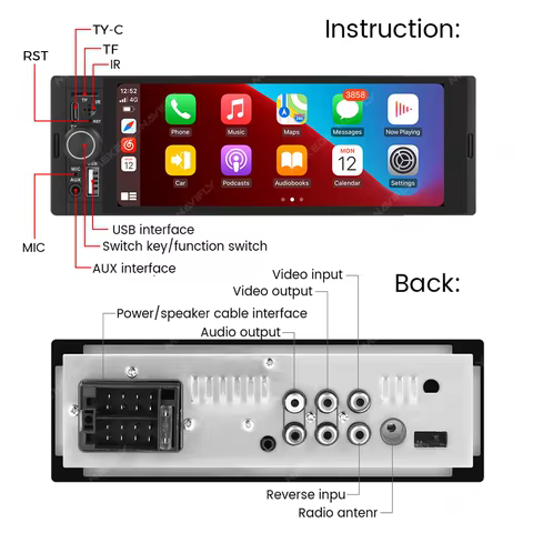 NaviFly 6.86 Inch Universal FM Carplay Android Auto Car Radio Autoradio Multimedia Player Car Stereo MP5 Player Camera No DVD 8 best sales portable dvd player with screen - №5