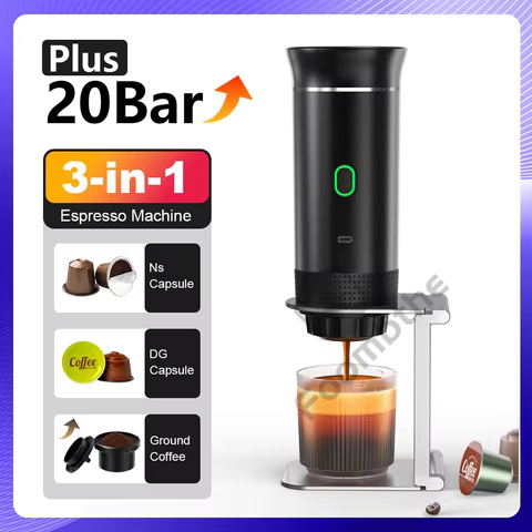 Wireless Electric Portable Espresso Coffee Machine for Car & Home Camping Coffee Maker 3-in-1 Capsule Powder Travel Coffee Maker 8 best sales maker - №4