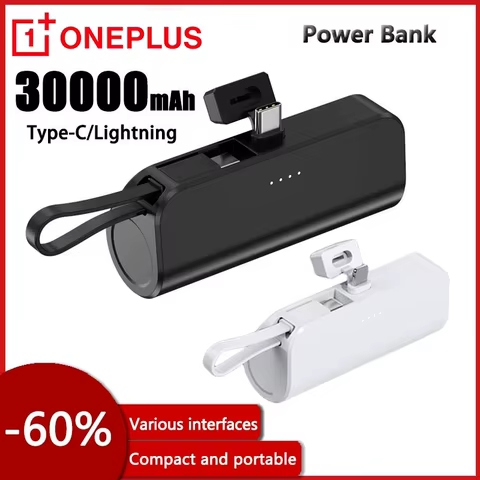 OnePlus 30000mAh Mini Portable Capsule PowerBank Type-c 2-in-1 Super Fast Charging with Stand Pocket External Battery For IPhone 10 best sales 2 in 1 charger and power bank - №7