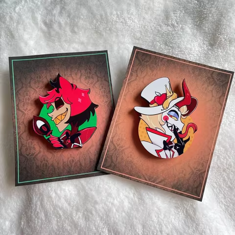 Hazbin Hotel Alastor and Lucifer Wooden Pins 10 best sales wooden brooch - №10