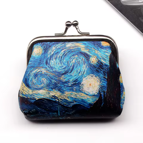 Small Wallet Women Mini Printing Coin Purses Hasp Cash Card Handbags Clutch Money Change Bag Famous Van Gogh Oil Printing 8 best sales van gogh bag - №8