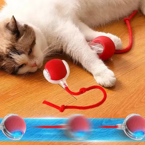 Cat Toy Ball Teasing Cat Rolling Ball Hair Pet Relieve Boredom Plush Teasing Cat Ball Cat Toys Pet Pet Toys Interactive Cat Toy 10 best sales jump cat - №2