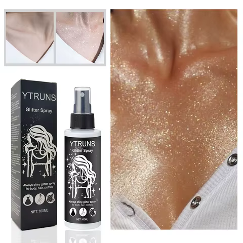 100ml high gloss glitter spray, can be used for body/hair/clothes 8 best sales glitter body - №7