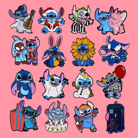 Cartoon Anime Stitch Enamel Pin Brooch for Women Lapel Pin Badge on Backpack Clothes Accessories Fashion Jewelry Halloween Gifts 8 best sales bear enamel pin - №8