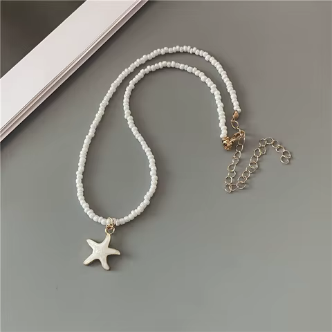 Spring Summer Necklace for Women Girl Cute Romantic Starfish Short Neck Jewelry Party Wedding Necklace Wholesale 12 best sales jewellery for girls - №6