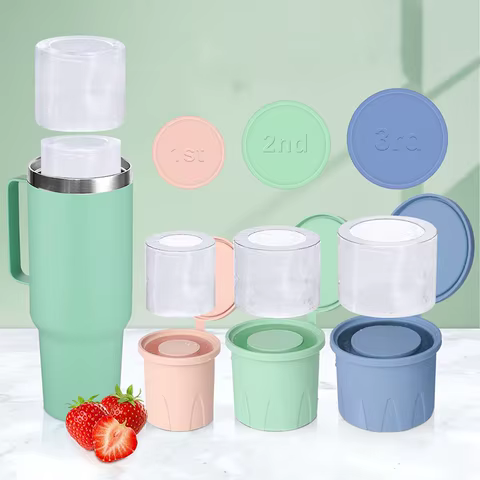 1-3 Pcs Silicone Ice Cube Trays For Stanley 20-40 Oz Tumbler Cup Cylinder Ice Maker Mold With Lid For Chilling Drinks Whiskey 10 best sales ice cup mold - №9