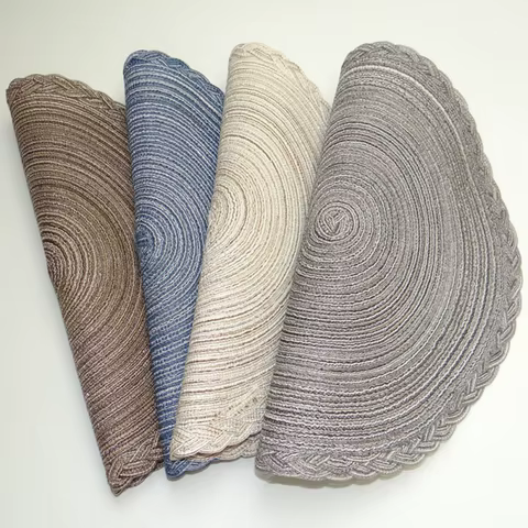 Round Braided Placemats 38CM Table Mats for Dining Tables Christmas Halloween Woven Washable Non-Slip Place mats 10 best sales round table mat 90cm - №9