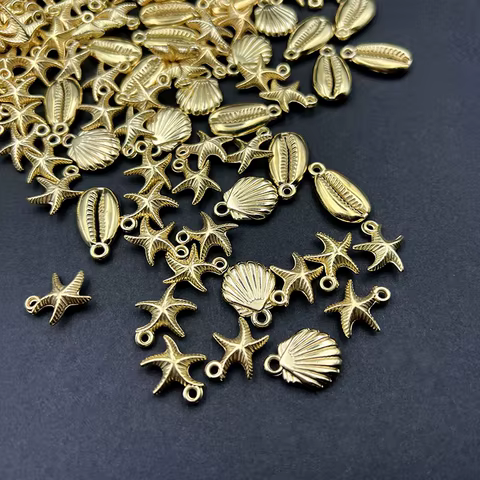 50pcs Starfish Conch Charm Gold Plated CCB Charms Pendant DIY Earring Necklace Bracelet Accessories for Jewelry Making Findings 12 best sales gold plated charm - №12