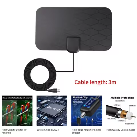 8K Indoor 3000 Miles Digital HDTV Antenna TV Aerial With Amplifier Booster DVB T2 ISDBT Satellite Dish Signal Receiver 8 best sales android tv isdb t - №2
