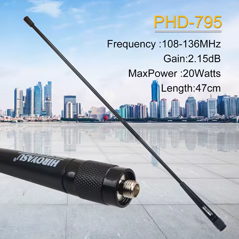 108-136MHz Handheld Whip Walkie Talkie Air Band Antenna 2.15dB 47CM 20Watts Hiroyasu PHD-795 for Baofeng UV-17Pro Gps Quansheng 8 best sales garmin antenna - №1