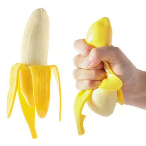 Cute Fruit Squishy Stress Balls Fidget Sensory Toy Squeeze Stress Relief Hand Toy Anti-Anxiety Banana Stretchy Slow Rising Toy 12 best sales banana toy - №8