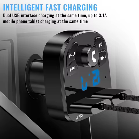 Car Fm Transmitter Bluetooth 5.0 Aux Handsfree Wireless Car Kit Dual Usb Car Charger Auto Radio Fm Modulator Mp3 Player Adapter 8 best sales fm mike - №2