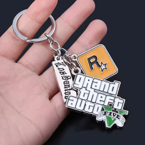 Game PS4 GTA5 Keychain GTA V Grand Theft Auto 5 Star Muti Pendant Keyring For Men Fashion Key Holder Jewelry 8 best sales playstation keychain - №1